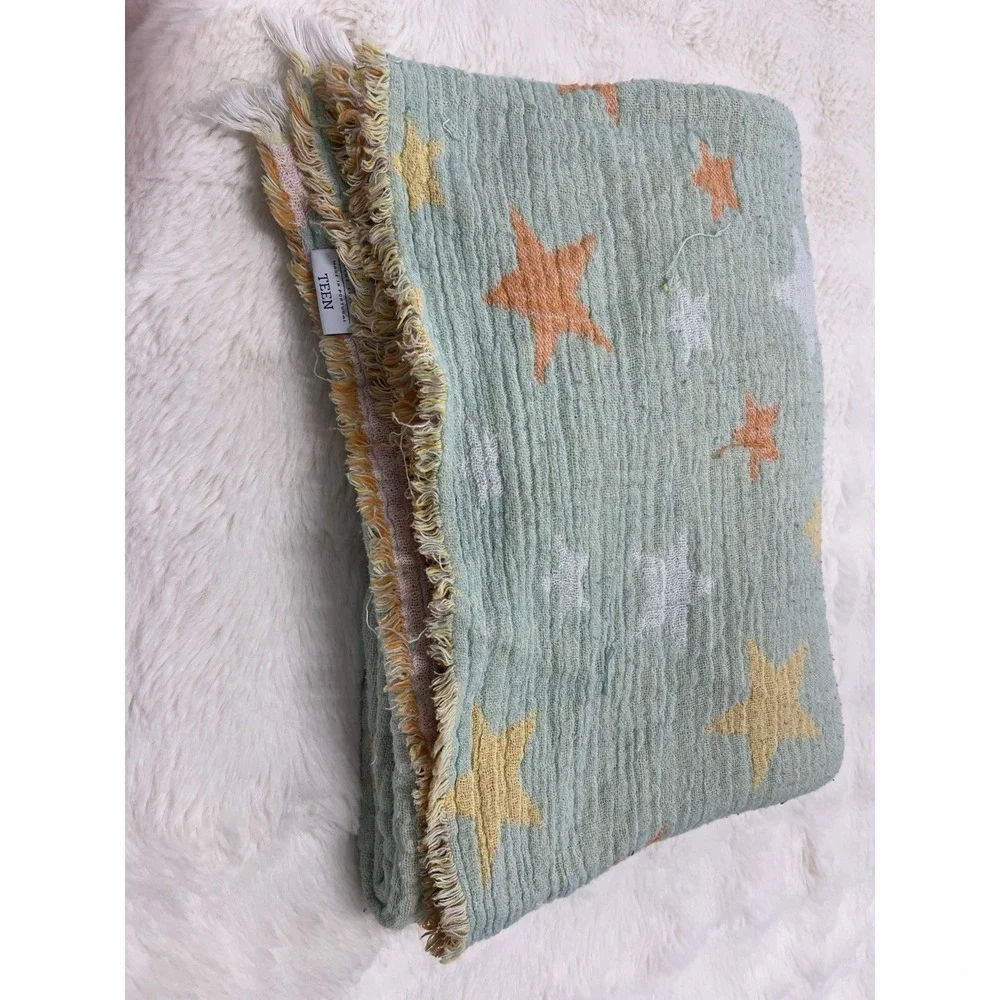 inup home Teen Made In Portugal Star Blanket Blue Orange Yellow